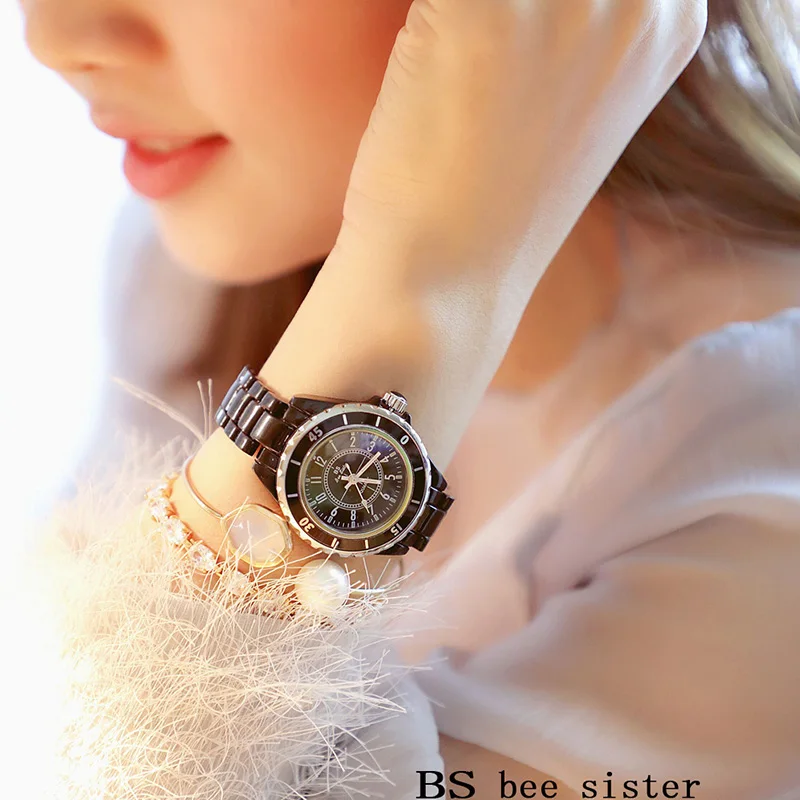 Новинка 2017 женские часы повседневные Роскошные наручные montre femme с керамическим