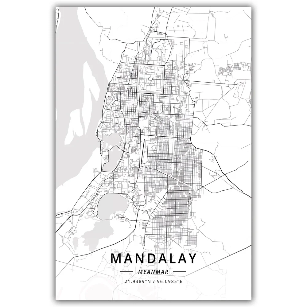 

Mandalay Myanmar Map Poster
