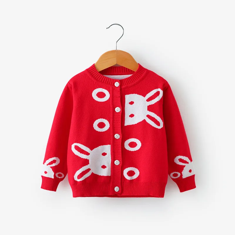 Dulce Amor/осенний детский вязаный кардиган с кроликом из мультфильма; вязаный свитер; г.; топы для девочек; детская повседневная одежда из хлопка; верхняя одежда