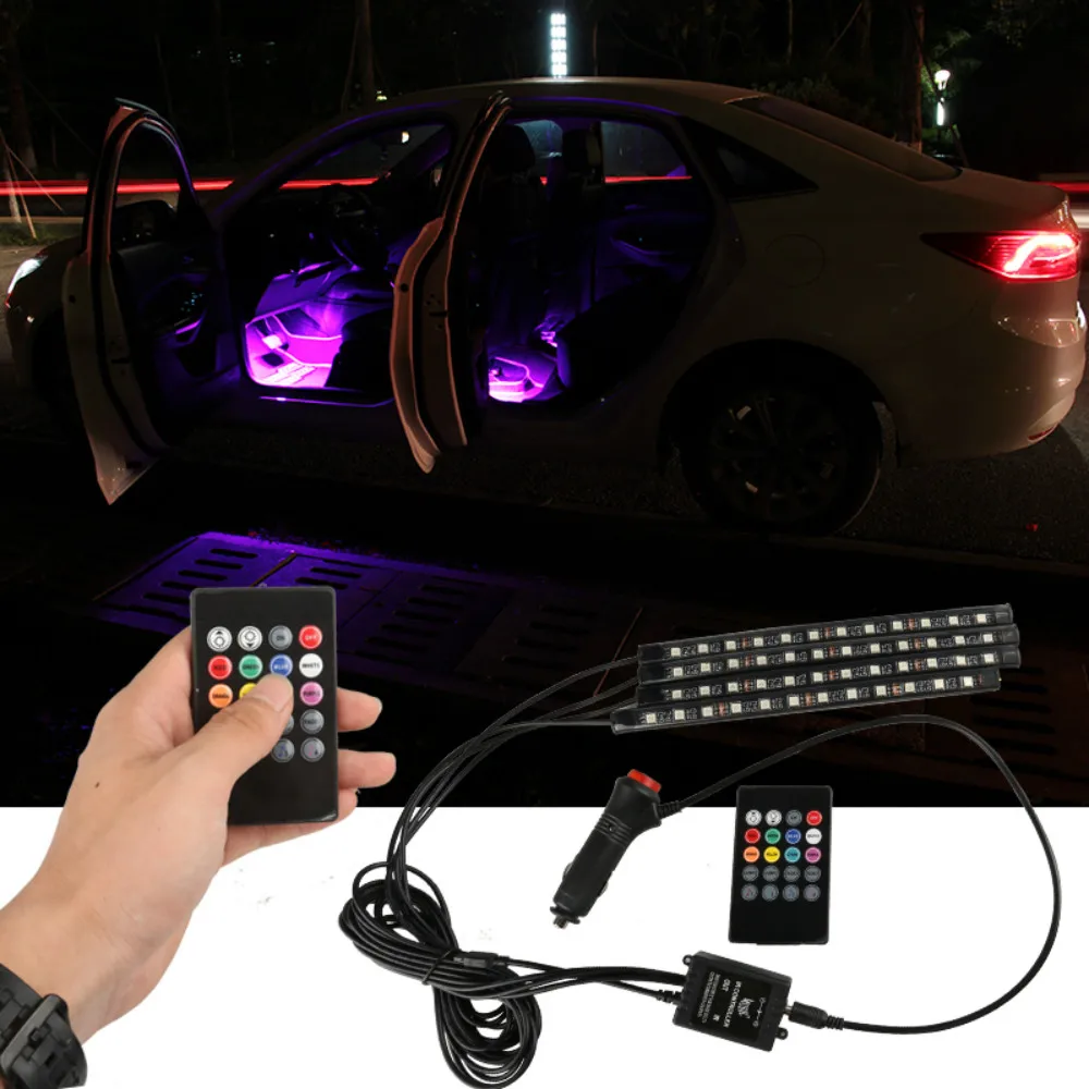 JURUS 4 шт. RGB гибкая светодиодная лента автомобильный светильник s комнатный