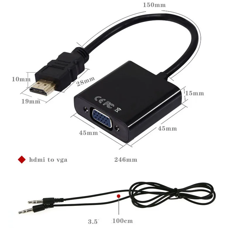 HDMI VGA Аудио передающая линия Dapter 1080p цифровой штекер гнездо конвертер для