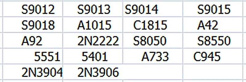 Набор транзисторов (SOT 23) 18 видов * 10 шт. = 180 2N2222 S9013 S9014 S9015 S9018 S8050 S8550 5551 5401 2N3904 2N3906