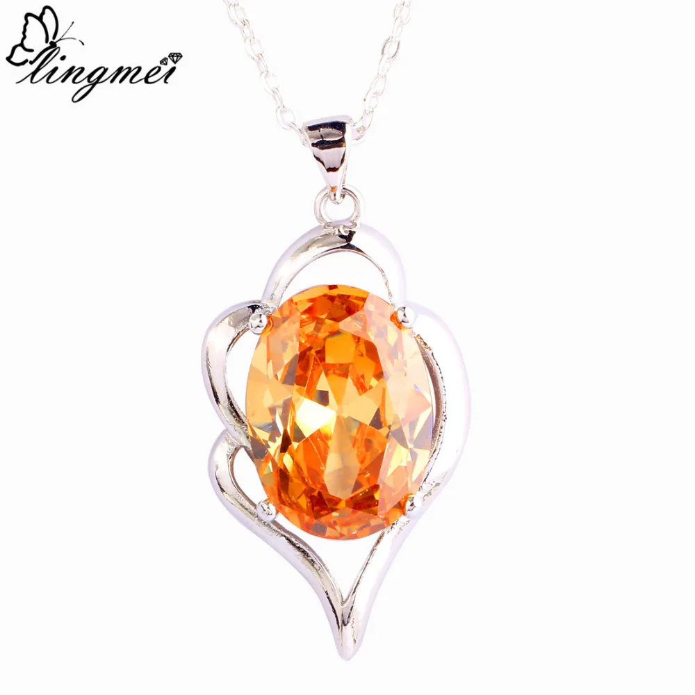 Lingmei Wholesale Fashion Oval Solitaire Style Chic Zircon Silver Color Pendant Without Chain Wedding Anniversary Gifts | Украшения и