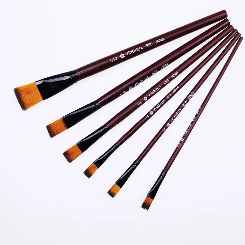 6 шт./компл. новинка нейлоновая Акварельная ручка масляная щетка разные размеры