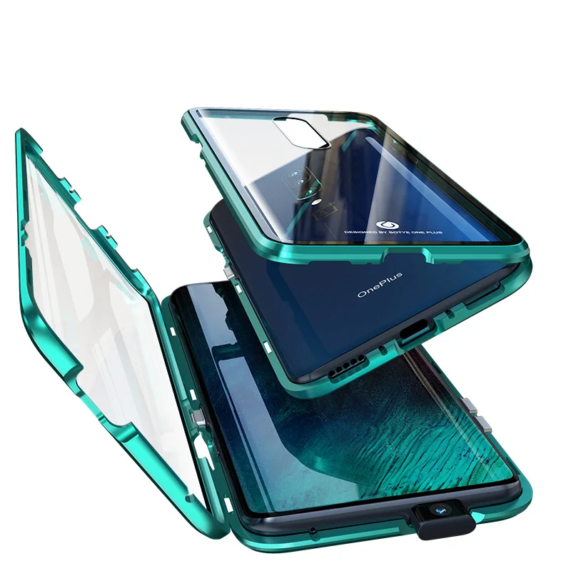 Защитный Магнитный чехол на весь корпус для Oneplus 7 Pro металлический бампер 360