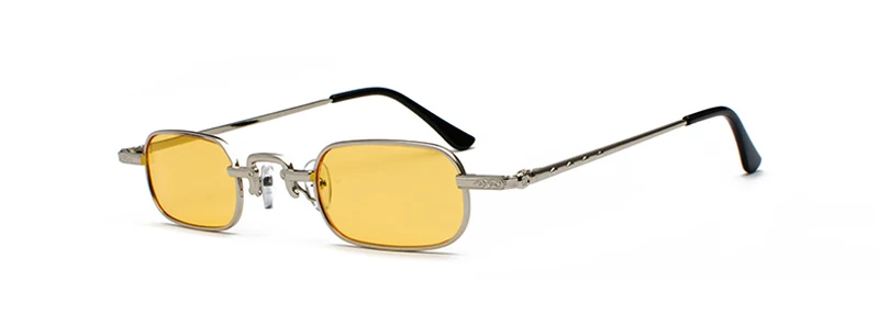 silver with yellow Peekaboo маленькие узкие прямоугольные солнцезащитные очки для мужчин ретро прозрачные линзы металлическая оправа мужские солнцезащитные очки для женщин квадратные черные - Цвет линз: silver with yellow