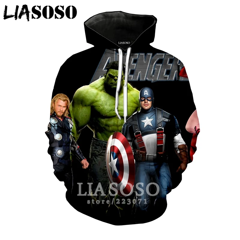 LIASOSO зимняя Новинка модная мужская и женская толстовка 3D принт фильм Халк