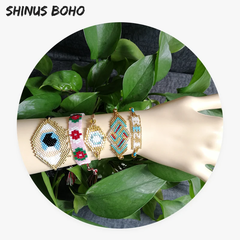 Браслет SHINUSBOHO MIYUKI тканые синие браслеты глаз для женщин лучший друг мужские