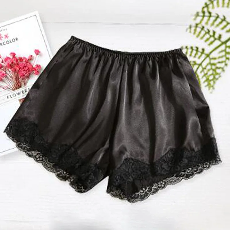 black-lace Летние шорты для сна размера плюс, женские безопасные короткие леггинсы, сексуальная свободная верхняя одежда, популярные штаны, черная белая кожа, домашняя ночная рубашка - Цвет: black-lace