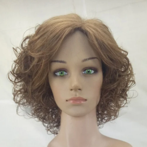 HAIRJOY Женский коричневый короткий кудрявый парик синтетические волосы парики 2 цвета доступны - Цвет: light brown