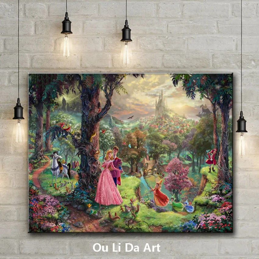 Классический Томас Фест мультфильм принц принцесса пейзаж холст печать картина