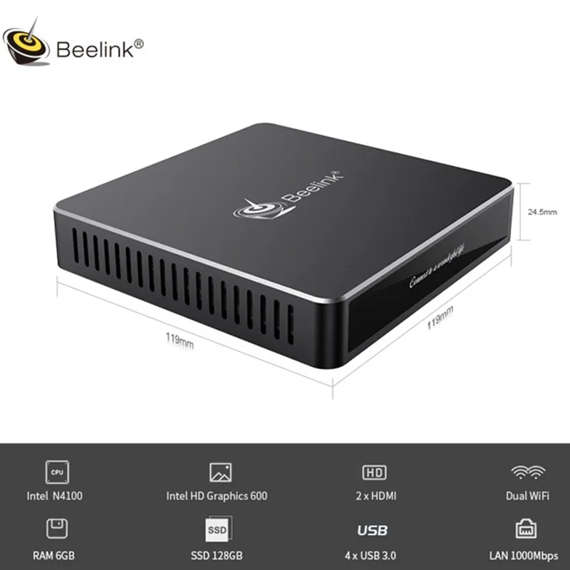 Beelink N41 N4100 мини ПК Intel Близнецы озеро HD Графика 600 4 GB Оперативная память 64 Гб SSD 2 4G 5