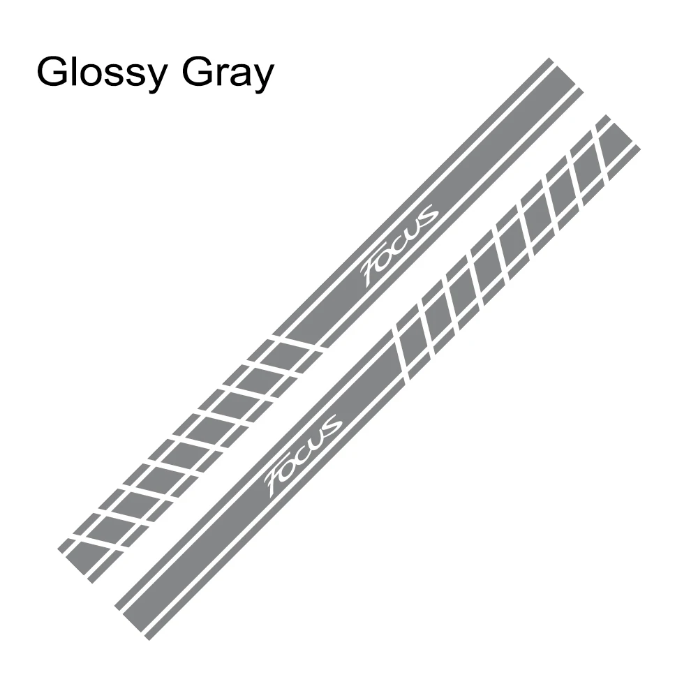 Glossy Gray 2 шт. стильные автомобильные длинные боковые полосы наклейки DIY авто виниловые гоночные Стильные наклейки для Ford Focus 2 3 MK2 MK3 аксессуары для тюнинга автомобиля - Color Name: Glossy Gray