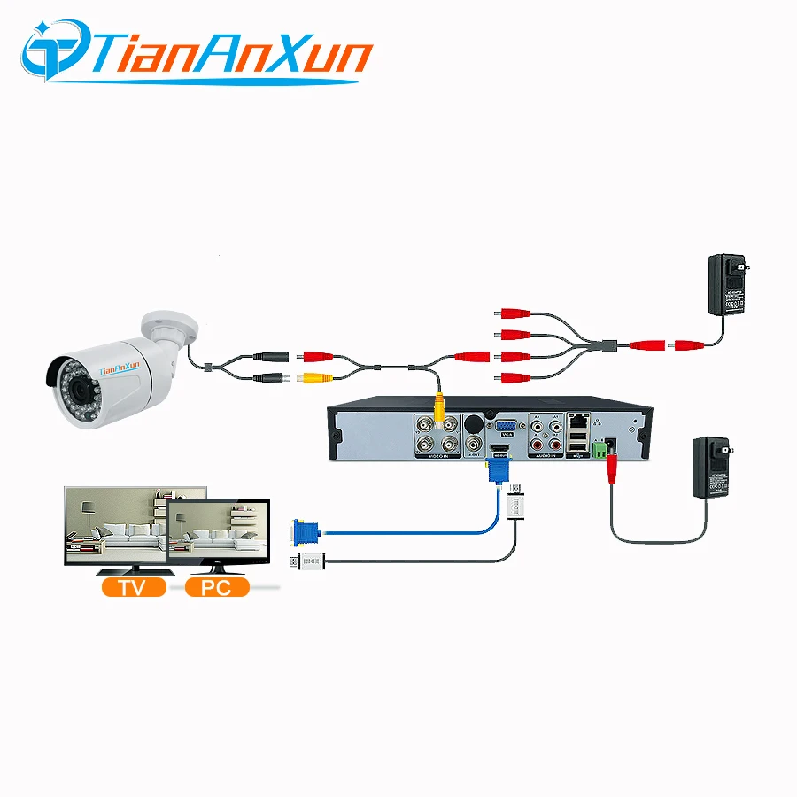 Аналоговая цилиндрическая камера видеонаблюдения Tiananxun Ahd 1080P 720P инфракрасное