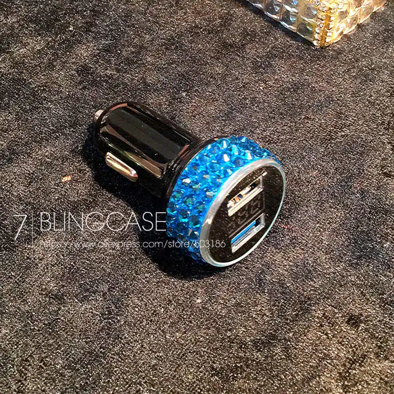 Black-Blue Diamond 3.1A мини USB Автомобильное зарядное устройство для мобильного телефона планшет gps быстрое зарядное устройство автомобильное зарядное устройство двойной USB Автомобильное зарядное устройство адаптер в автомобиле - Тип штекера: Black-Blue Diamond