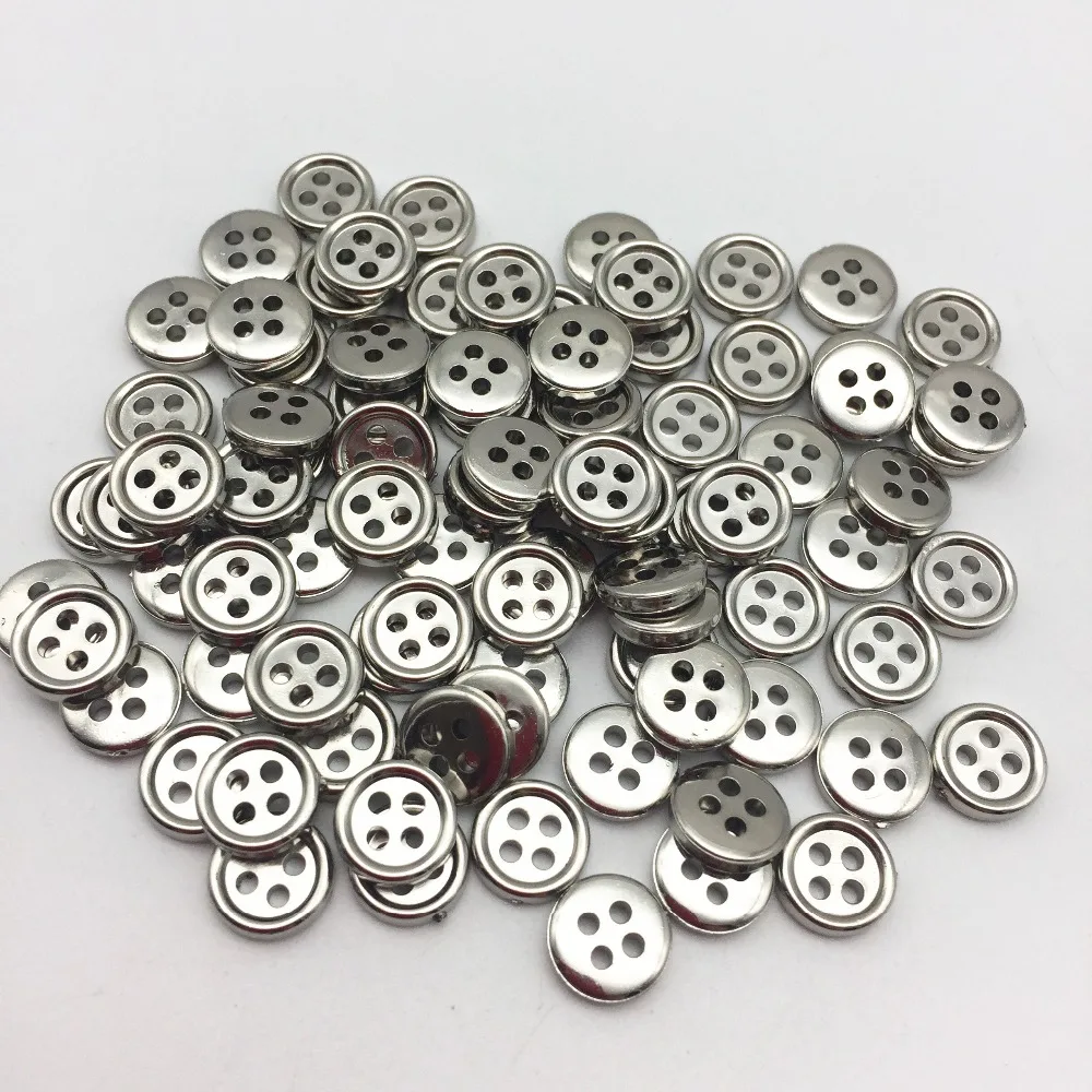 

1000pcs 9mm Plastic Metallic Silver Round Baby Sewing 4 Holes Buttons For Scrapbooking Doll Garment Accessories Embellishments