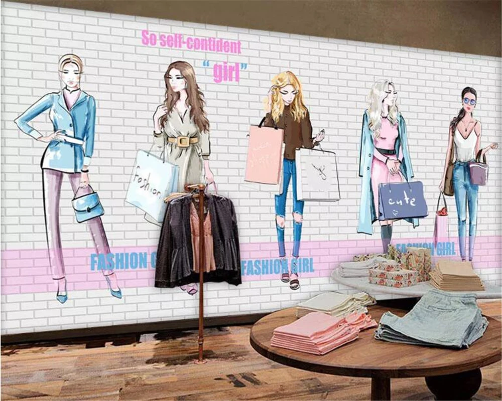 Обои 3d на заказ европейский и американский стиль красивая одежда магазин красоты