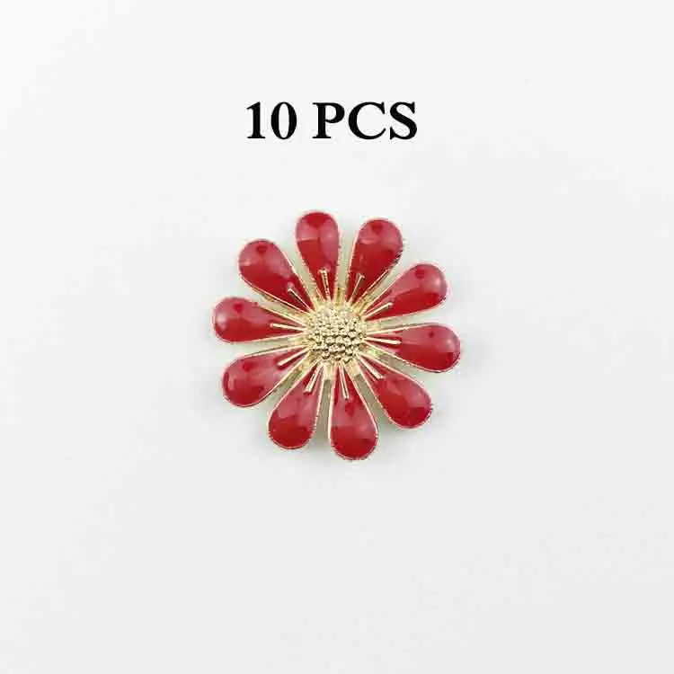 Red 10 шт. ромашки DIY металлическая кнопка Подвеска Пряжка Подсолнух для одежды рубашки ручной работы материал сплав аксессуары - Цвет: Red