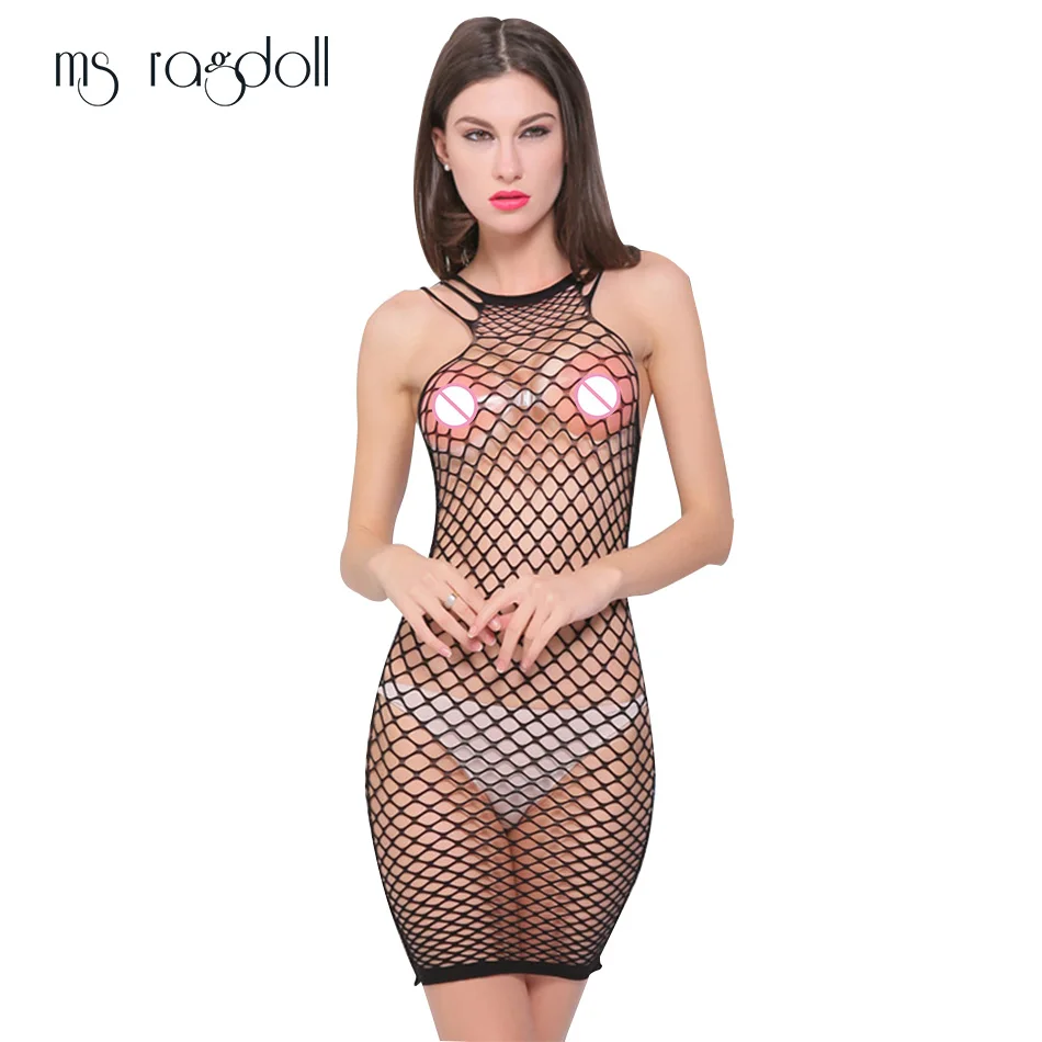 Balck MS ragdoll женское сексуальное нижнее белье в сеточку сексуальное нижнее белье порно боди бесшовное мини-платье Эротическое белье костюмы - Цвет: Balck