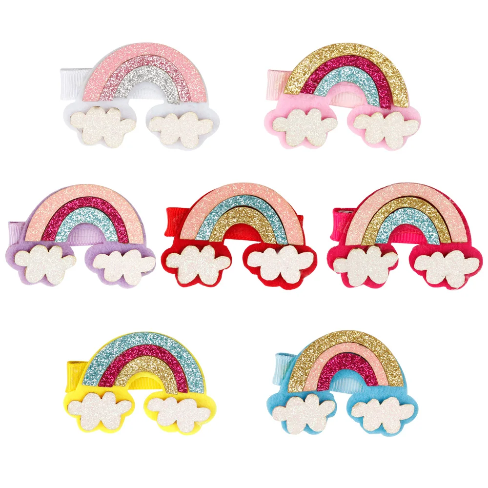 

Xugar 2" Hair Accessories Hair Clips for Girls Glitter Rainbow Unicorn Kids Hair Barrettes Hair Bows BB Hairpins Korean