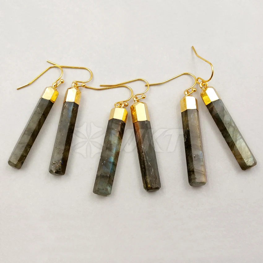5 шт./лот серьги подвески из натурального Лабрадорита длина 40 мм шт./лот|earrings