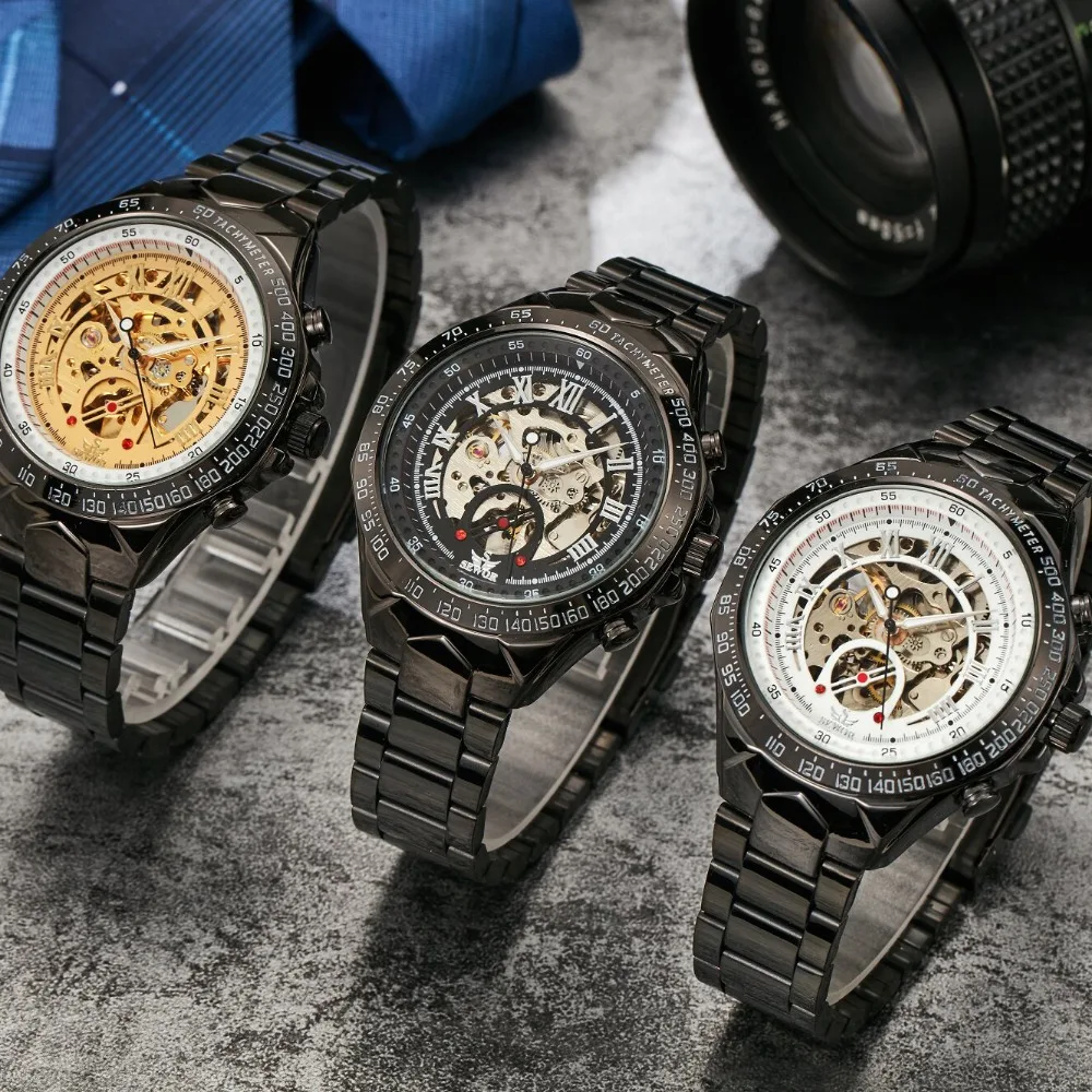 Часы SEWOR мужские механические автоматические с коробкой SWQ58|clock men|clock men stainlessclock