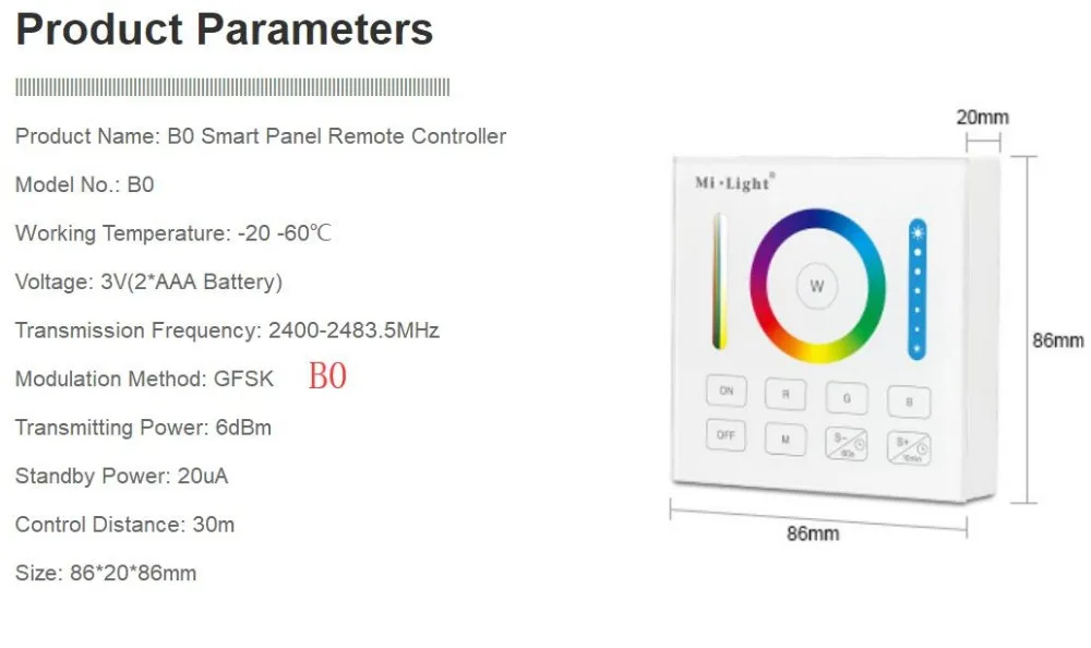 Milight B0 B1 B2 B3 B4 B8 4-Zone 8 Zone 2,4 GHz беспроводная wifi Сенсорная панель диммер/RGBW/RGB+ CCT светодиодный умный пульт дистанционного управления