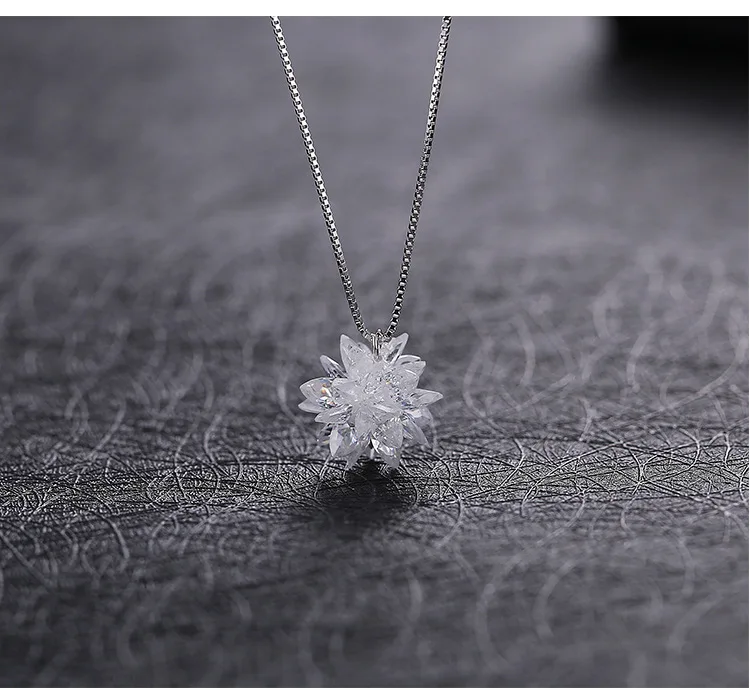 

Стерео снежинки, белый ледяной снег, снежный шар, кристалл от Swarovski, замок, цепь, искусственное серебряное ожерелье, подарок на день Святого В...