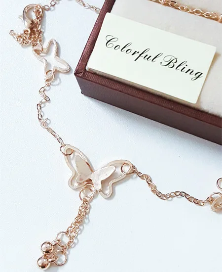 2017 нежный браслет на ногу с бабочкой из розового золота титановая сталь