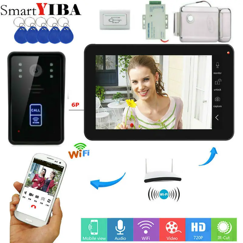 SmartYIBA 9 &quotRFID карта клавиатура Wifi беспроводной 720P HD видео дверной звонок Интерком