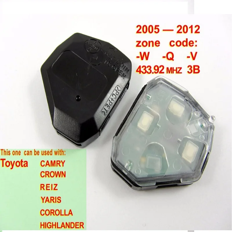 2005-2012 Авто дистанционный внутренний 433 92 МГц используется для camr 50 crown reiz yaris corolla