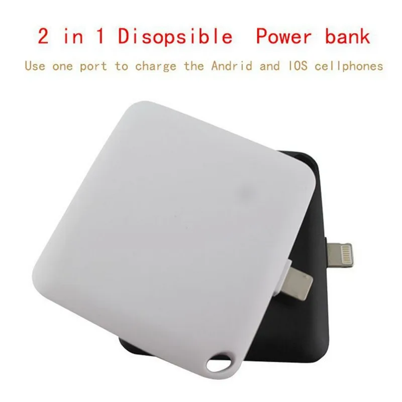 5pcs Mini 2 In 1 for Android Iphone Universal Interface 1000mah Disposable Power Bank Emergency Portable Source For Samsung | Мобильные