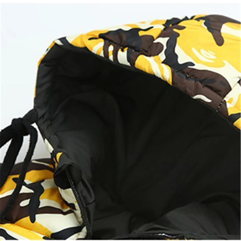 Детские зимние куртки для девочек пуховые камуфляжной расцветки с капюшоном