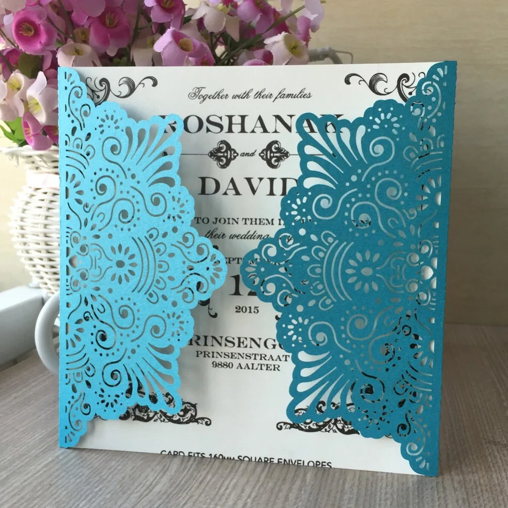 100 шт. темно-синий цвет лазерная резка свадебные пригласительные открытки