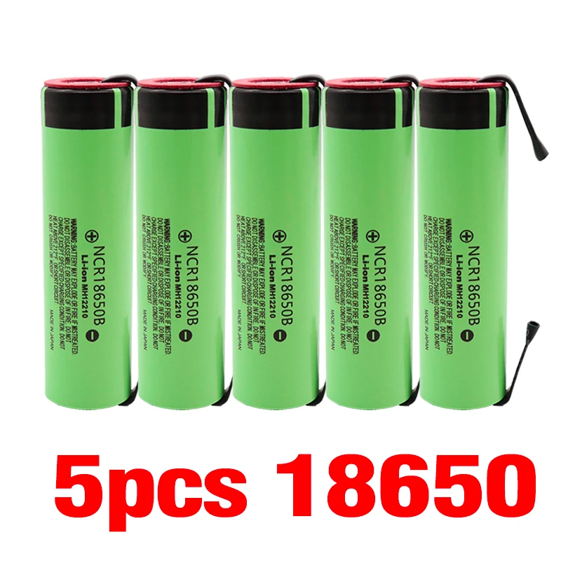 5pcs NCR18650B 3,7 v 3400 mah 18650 аккумуляторная литиевая батарея подходит для аккумулятор Panasonic DIY никель - Цвет: 5pcs