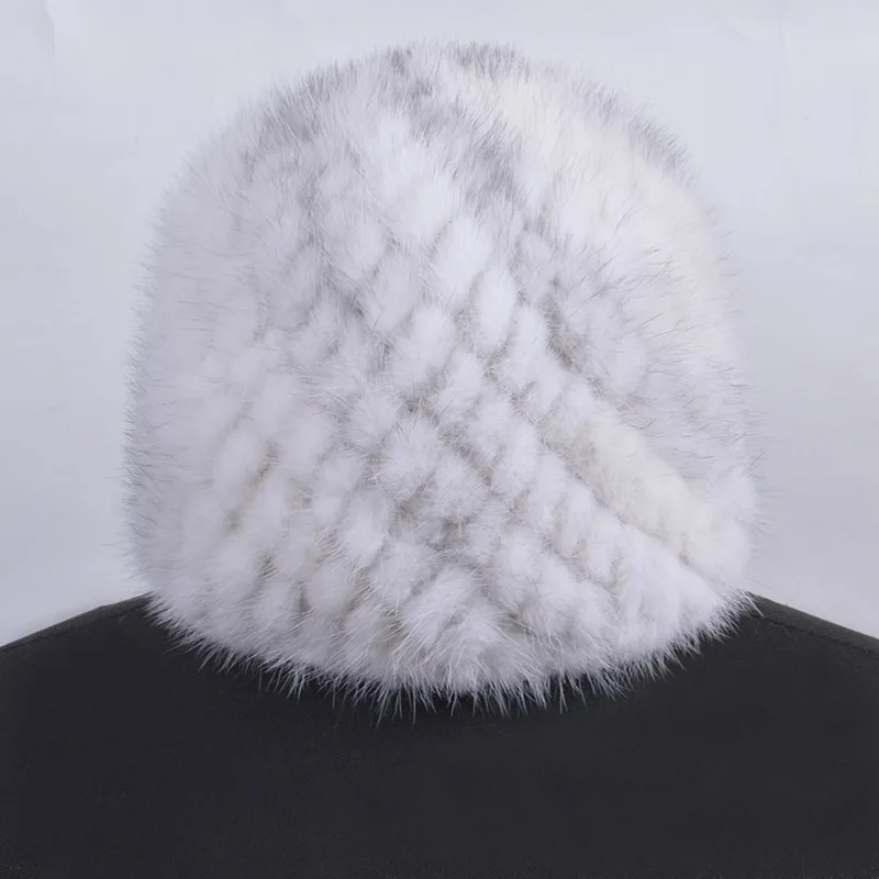 Зимние шапки бини из меха норки шапка женские утолщенные теплые модные шапочки