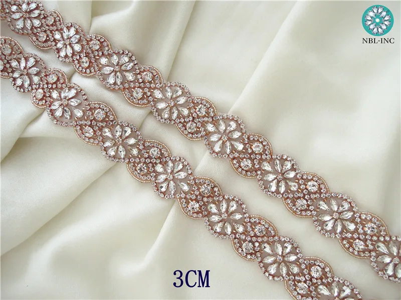 (1 ярд) Свадебная отделка из бисера серебряное розовое золото прозрачный кристалл
