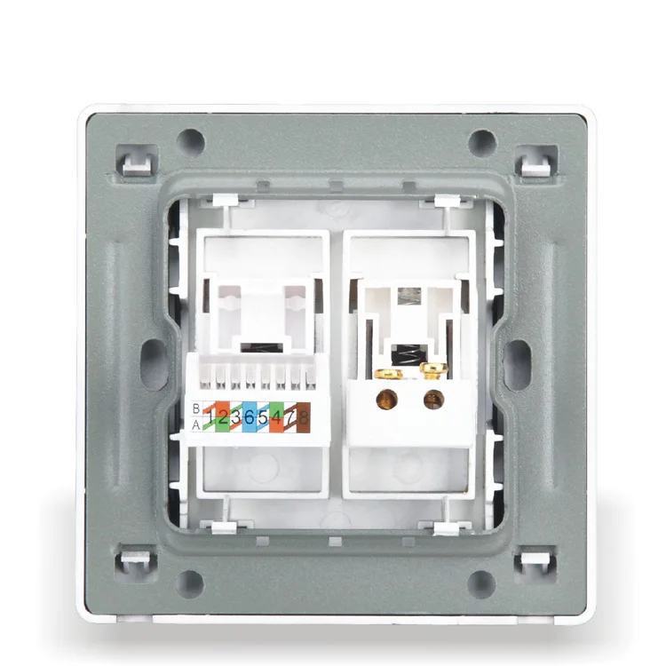 

Wall Switch Socket Panel 86 European-Style Wood-Color Telephone Computer Network Telephone Socket Network Phone Socket, PC 220V