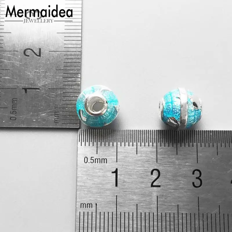 DIY бусины синий шар шарма из бисера модные посеребренные ювелирные изделия