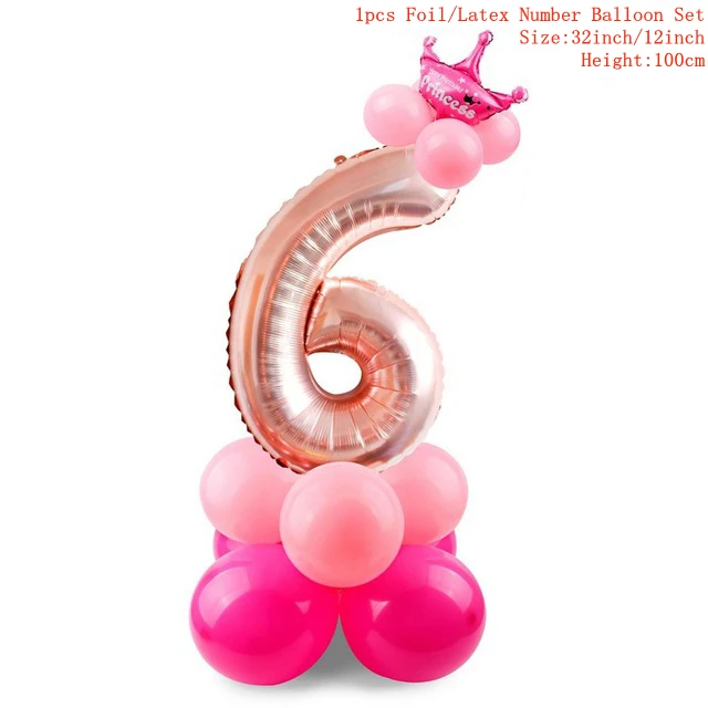 rose pink 6 TAOUP Корона воздушные шары-цифры шариковые аксессуары с днем рождения детей шары на день рождения балон гелиевый декор для детского душа - Цвет: rose pink 6