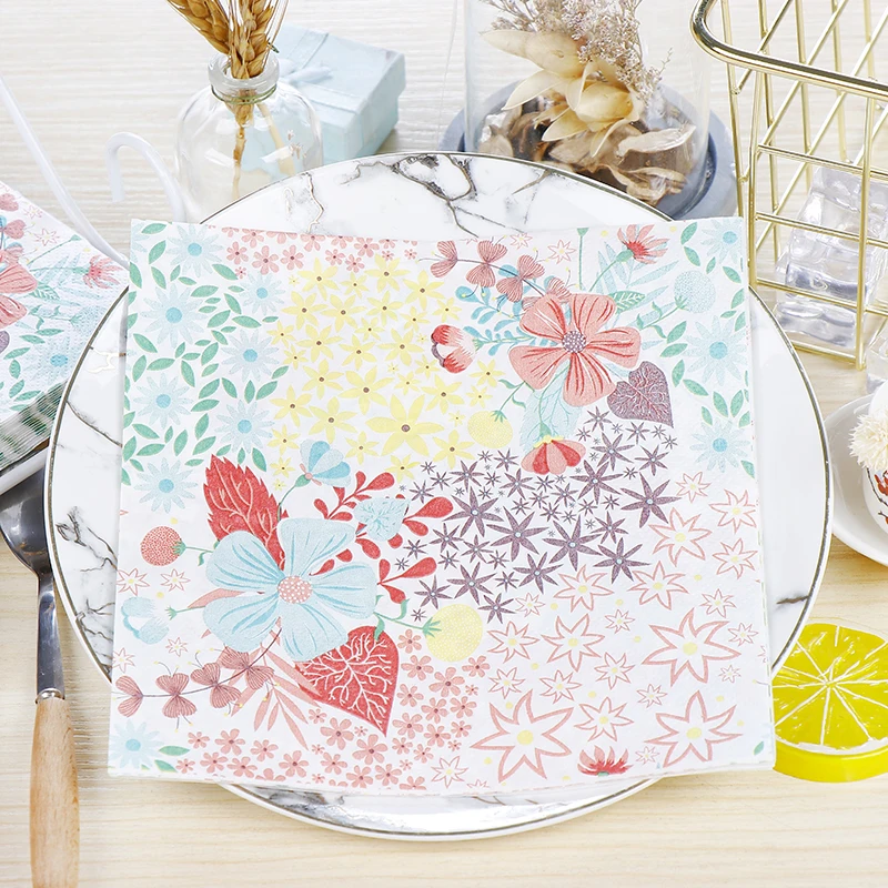 INS красочные красивые цветы бумажные салфетки Cafe вечерние Y тканевые украшение в