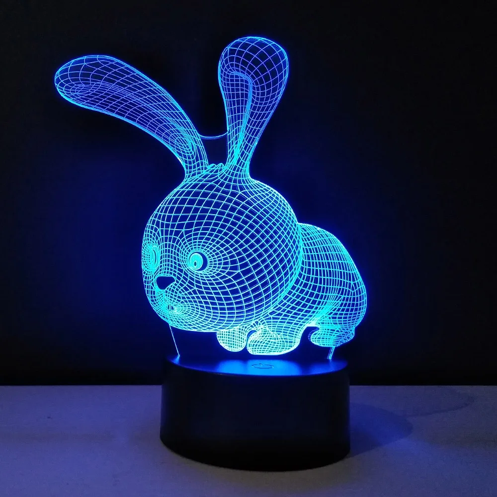 

2D Acrylic Cute Bunny Rabbit 3D Optical Illusion Mood Light 7 Colors Change Luminaria Lava Lamp Kids Night Light Novelty Gifts