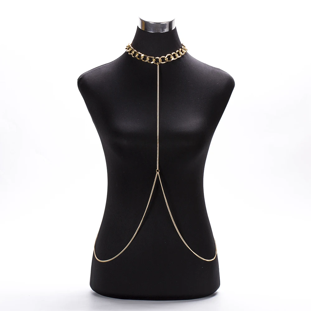 Fashion Chunky Harness Alloy Chain Necklace Golden Color Waist Women Jewelry Sexy Bikini Metal Body | Украшения и аксессуары
