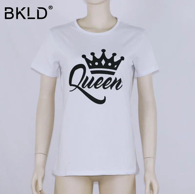 BKLD 2018 г. футболка с коротким рукавом и круглым вырезом надписью King Queen забавный
