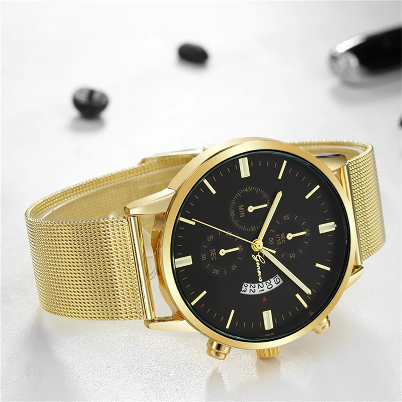 Waterproof Alloy Multifunction Business Watch Calendar Three Eyes Clock Full Steel Quartz Wristwatches Automatic for Men | Наручные часы