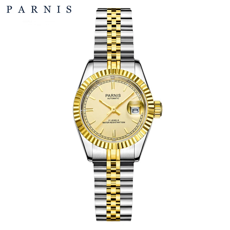 6 for women Parnis автоматические механические часы Роскошные брендовые золотые мужские и женские Элегантный в форме бриллианта нержавеющий браслет часы мужские часы PA2112 - Цвет: 6 for women