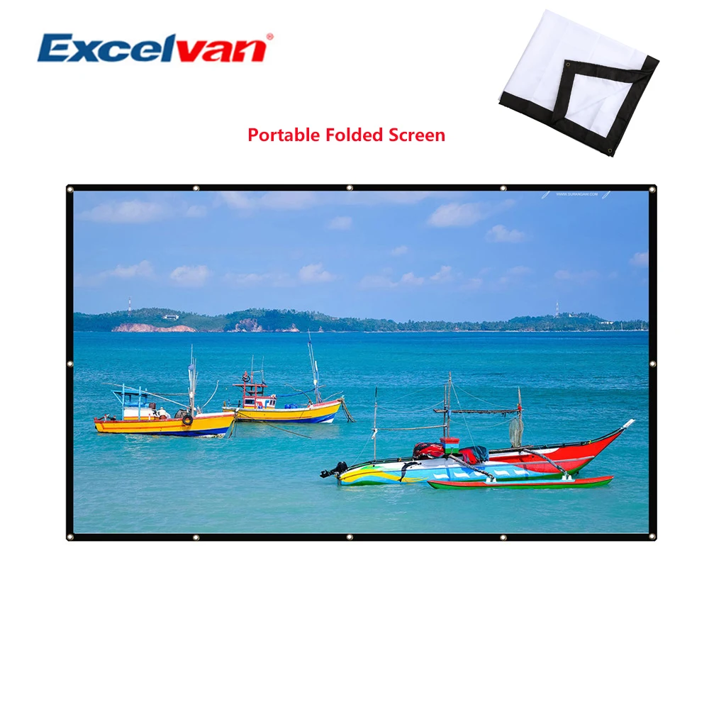 Excelvan 100 inch Simple Folded Projection Screen Wrap Fabric Roll Up 16:9 Cloth with hole for projector Home theater | Электроника