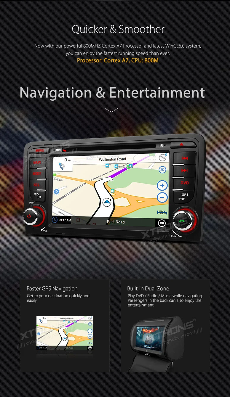 XTRONS 7 дюймов Автомобильный dvd-плеер с двумя цифровыми входами gps навигации ради, сan-шина поддержкой USB, SD карт памяти, для Audi A3 8 P/A3 8P1 3-дверей/S3 8 P/RS3 Sportback