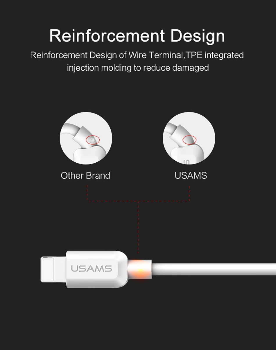 4 шт./лот USAMS USB кабель для iPhone IOS 11 10 9 2A быстрое зарядное устройство Usb кабель для зарядки для iPhone X 8 7 6 5 iPad Дата кабель синхронизации