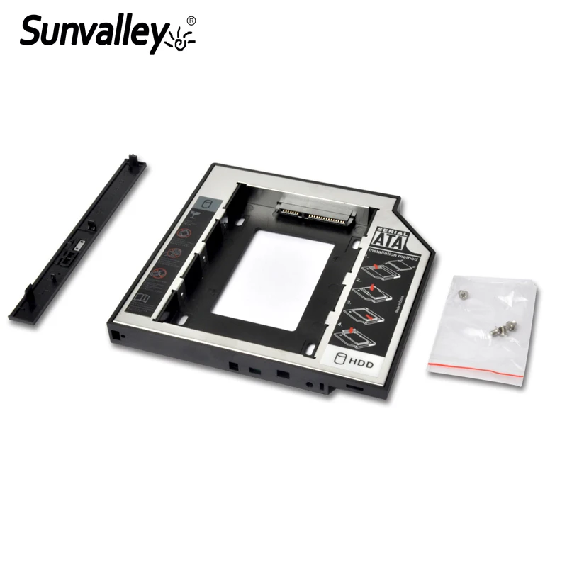 Sunvalley 12 7 мм 2 й HDD Caddy SATA на Универсальный алюминиевый пластик 5 &quotчехол для SSD DVD/CD ROM